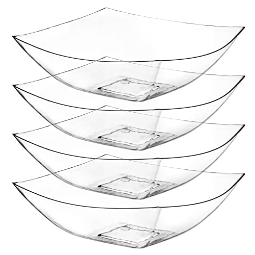 4 Pack Disposable Clear Plastic Serving Bowls Square Party Candy Use 32oz | Square Design. Disposable Party Tableware. Salad, Fruit & Candy Use. Candy Buffet Containers. Clear Plastic. - color: Clear, size: 32 OUNCE