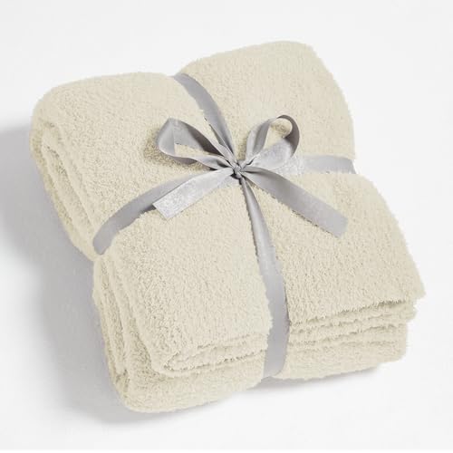 Super Soft Twin Size Beige Knit Throw Blanket - Lightweight Plush Fuzzy Fluffy Warm Cozy Blankets and Throws for Sofa Bed All Season Use, 60x80 inches - color: Beige, size: Twin(60"x80")