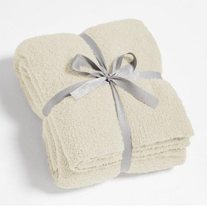 Super Soft Twin Size Beige Knit Throw Blanket - Lightweight Plush Fuzzy Fluffy Warm Cozy Blankets and Throws for Sofa Bed All Season Use, 60x80 inches - color: Beige, size: Twin(60"x80")
