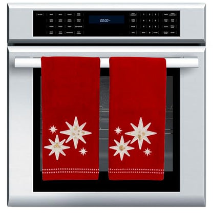 Christmas Bath Hand Towels, Stars with Sequins, Cotton, Red, 16" x 25", Set of 2 - color: Organza Stars