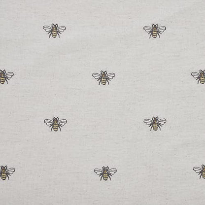 VHC Brands Embroidered Bee, Farmhouse Table Runner, Ruffled, Rectangle, Yellow Grey, 13x48 - size: 13x48