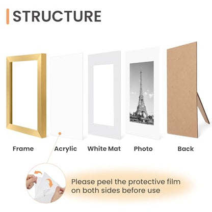 upsimples 5x7 Picture Frame Set of 10, Display Pictures 4x6 with Mat or 5x7 Without, Multi Photo Frames Collage for Wall or Tabletop Display, Gold | Fit 4x6 and 5 x 7 Photos, Wall or Tabletop Display, For Gallery Hallway Living Room, For Christmas Mother'