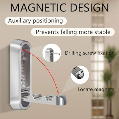 2PCS Foldable Wall Hooks, Heavy Duty Zinc Alloy Folding Wall Hooks,Folding Coat Hooks, Flip Down Hook for Hanging Coats, Bags, Hats, Cooking Utensil, Bathrobes, Keys (Silver) - color: Silver, size: 2 Hooks