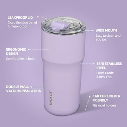 BJPKPK 20oz Spill Proof Coffee Tumbler, Insulated Stainless Steel Cup | Double Wall Vacuum, Leakproof Lid, Keeps Hot/Cold/Iced, BPA Free, Dishwasher Safe, Cupholder, Travel, Lavender - color: Lavender