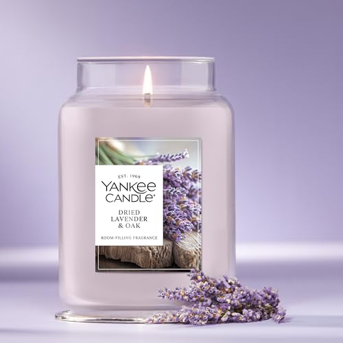 Yankee Candle Dried Lavender & Oak, Scented Candle, 22oz Large Jar with up to 150 Hour Burn Time, Giftable, Birthdays - color: Dried Lavender & Oak, size: Large Jar