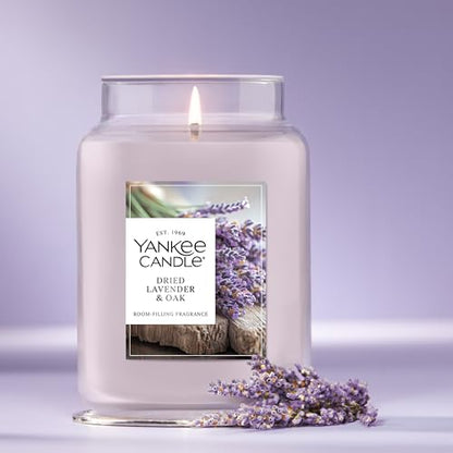Yankee Candle Dried Lavender & Oak, Scented Candle, 22oz Large Jar with up to 150 Hour Burn Time, Giftable, Birthdays - color: Dried Lavender & Oak, size: Large Jar