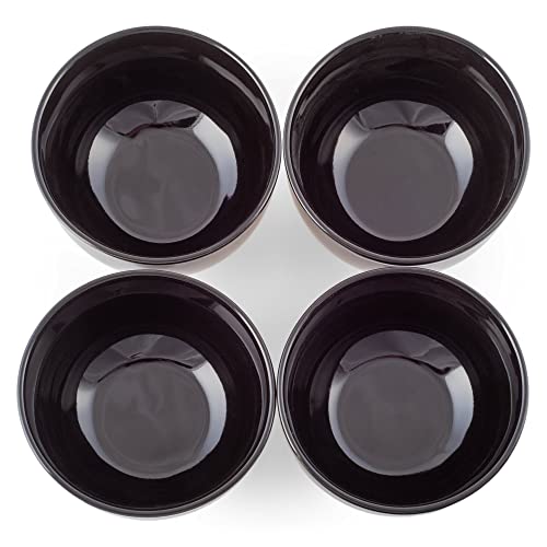 Elanze Designs Bistro Glossy Ceramic 4 inch Cute and Small Dessert Bowls Set of 4 - Perfect for Everyday uses from Snacks, Ice Cream, Candy and Treats, Black - color: Black, style: 4 inch Dessert