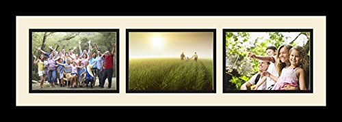 ArtToFrames Collage Photo Frame Single Mat with 3-5x7 Openings and Satin Black Frame. - color: 3 - 5x7 - (2135), size: Alabaster