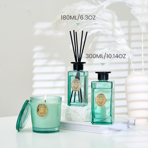 M&SENSE 6.3 oz Large Reed Diffuser Set | Sea Island Cotton Scent Oil Diffuser with Sticks | Hotel Collection Non-Toxic Essential Oil |for Bedroom Bathroom Living Room - color: Sea Island Cotton, size: 180ml
