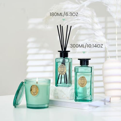 M&SENSE 6.3 oz Large Reed Diffuser Set | Sea Island Cotton Scent Oil Diffuser with Sticks | Hotel Collection Non-Toxic Essential Oil |for Bedroom Bathroom Living Room - color: Sea Island Cotton, size: 180ml