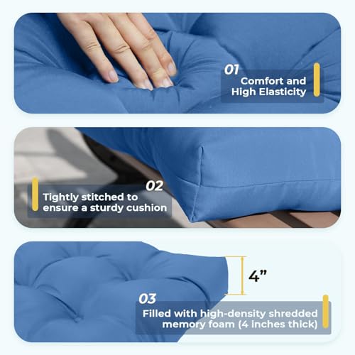 All Weather Outdoor Wicker Chair Cushions of 3 Pieces, Waterproof Outdoor Wicker Chair Cushion for Patio Furniture Loveseat Settee Bench, 1 Loveseat and 2 U-Shaped Cushions, Royal Blue - color: Royal Blue