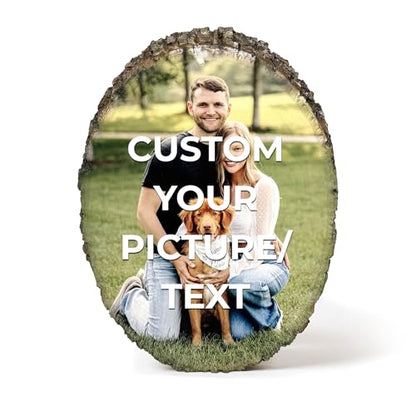 Custom Photo Frame Personalized Photo Prints on Rustic Live Edge Wood | Reclaimed basswood with real bark, optional engraved back message, wall hardware or easel, rustic farmhouse decor