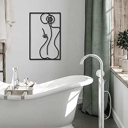 CHENGU 3 Pieces Metal Minimalist Abstract Woman Wall Art Line Drawing Wall Art Decor Single Line Female Home Hanging for Kitchen Bathroom Living Room - style: Body Style
