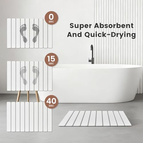 Super Anti-Slip Strong Absorbent Diatomite Pad, Stone Bath Mat 24 x 16 inches Quick-Dry Pad, Foldable and Easy to Store Bathroom Stone Bath Mat, Suitable for Bathroom