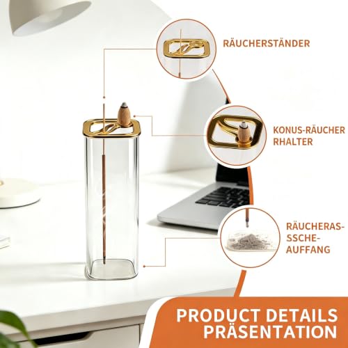 Incense Holder, Metal Incense Holder for Sticks and Cones with Removable Glass Ash Catcher, Anti-Ash Incense Burner for Meditation Relaxation (Dual-use Design) - color: Dual-use Design
