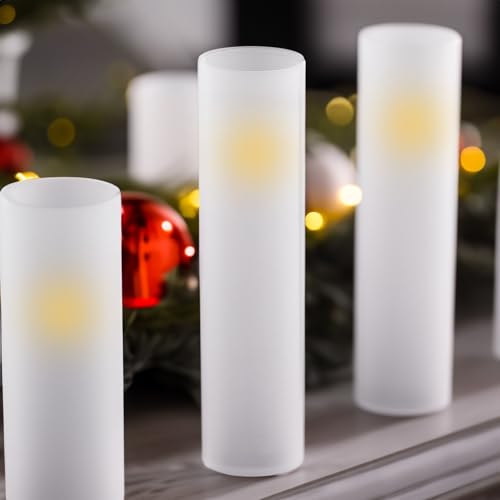 WGVI Hurricane Candle Holder Sleeve, W: 3", Ht: 14", Frosted Glass Cylinder Open Both Ends, Chimney Tube Shade, 2 Pieces - color: Frosted, size: 3x14"H