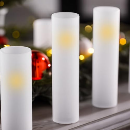 WGVI Hurricane Candle Holder Sleeve, W: 3", Ht: 14", Frosted Glass Cylinder Open Both Ends, Chimney Tube Shade, 2 Pieces - color: Frosted, size: 3x14"H