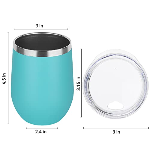 DOMICARE Stainless Steel Wine Tumbler Bulk with Lid, Personalized Insulated Tumblers Set, 12oz Travel Coffee Cups Pack of 8, Light Blue - color: Light Blue, size: 8 Count (Pack of 1)