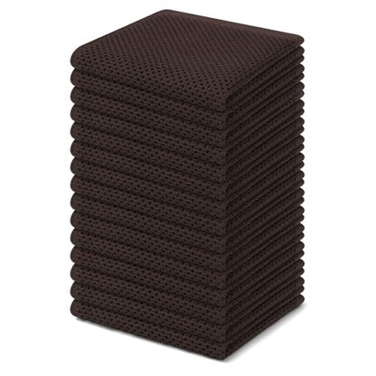 Homaxy 100% Cotton Waffle Weave Kitchen Dish Cloths 15-Pack, Dark Brown | 12 x 12 Inches, Ultra Soft Absorbent Dish Towels, Quick Drying Dish Rags with Hanging Loop - color: Dark Brown, size: 12 x 12 - 15 Pack