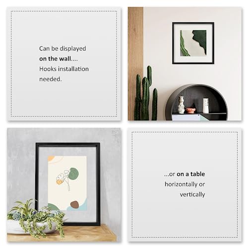 MUYE 11x14 Floating Frames Set of 2,Double Glass Picture Frame Display Any Size Photo up to 11x14,Wall Mount or Tabletop Standing,Black - color: Black, size: 11x14