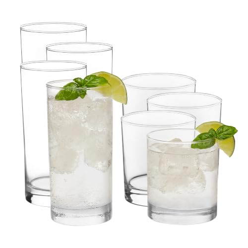 Province Tumbler & Rocks Drinking Glasses Set of 16, Tall Glass Cups | 15.2 oz and 11.1 oz Capacities for Water, Juice, Cocktails, and More with Lightweight Design and Dishwasher-Safe Cleanup - color: 01 - Province 16