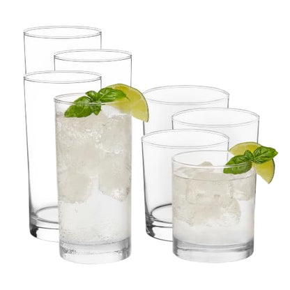 Province Tumbler & Rocks Drinking Glasses Set of 16, Tall Glass Cups | 15.2 oz and 11.1 oz Capacities for Water, Juice, Cocktails, and More with Lightweight Design and Dishwasher-Safe Cleanup - color: 01 - Province 16
