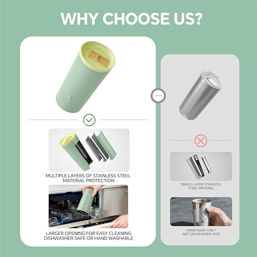 Ideus 17 oz Travel Coffee Mug, Double Wall Vacuum Stainless Steel Insulated Coffee Tumbler With Lid, Splash-Proof & Cup Holder Friendly, Keeps Drinks Hot/Cold, Dishwasher Safe, Mint Green - color: Mint Green