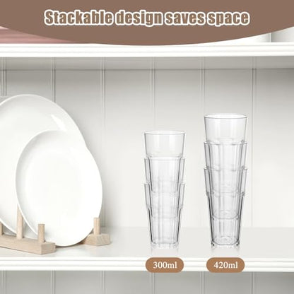 6 Pcs Plastic Tumblers, Unbreakable Water Cups, Reusable Drinking Cup for Kids and Adults, Stackable Acrylic Glasses for Camping Picnic Party Juice Cocktail Whiskey Wine (6pc-clear-300ml/10oz) - color: 6pc-clear-300ml/10oz