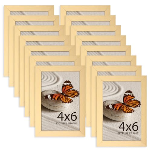 Memory Island 4x6 Photo Frames for Wall and Tabletop Display, 4 by 6 Gold Picture Frames with HD Plexiglass, Set of 15 - color: Gold, size: 4x6"