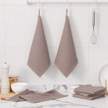 Homaxy 100% Cotton Waffle Weave Dish Cloths, 12 Pack, Brown | Soft and Absorbent Dish Towels, 12 x 12 Inches Quick Dry Dish Rags - color: Brown, size: 12 x 12 - 12 Pack