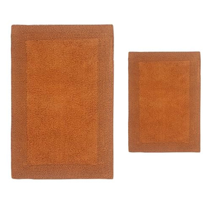 Home Weavers Luxury Collection 100% Cotton Reversible Bathroom Rugs Set, Washable Rug, Extra Soft and Absorbent Bath Rug, Kitchen Mat, 2 Piece Set(S+L), Terracotta - color: Terracotta, size: 2 Piece Set(S+L)