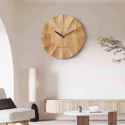 Ergocar Wall Clock, Modern Minimalist Design Wooden Wall Clock Quiet 30 Cm (11.81 Inches) All -Solid Wood Suitable for Living Room, Bedroom, Desktop Decoration, Elderly Gifts