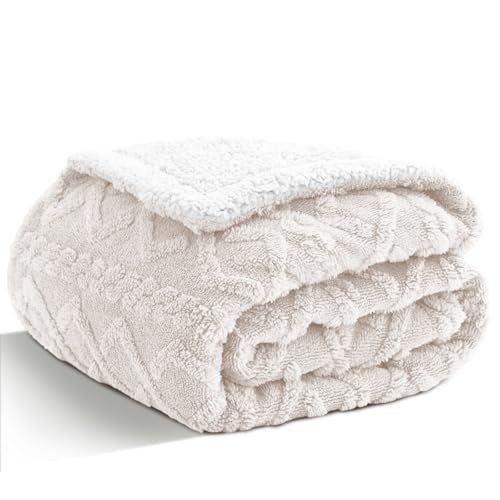 Sherpa Throw Blanket for Couch, and Bed, Twin 60"x80", White | Soft Reversible Fleece Throw Blanket for Family, Friends, Thick & Breathable for All-Season Use, and Holiday Gift - color: White, size: Twin(60"x80")