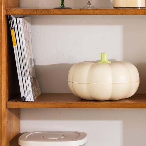 SKEPPY Divided Serving Tray with lid, Pumpkin snackle box container with 3 Compartments, Candy and Nut Serving Container for fruits, nuts, candies, and christmas snacks, White