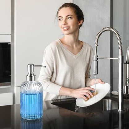 Clear Glass Soap Dispenser | with 304 Rustproof Stainless Steel Pump 18oz for Kitchen and Bathroom Hand Soap Dispenser Bottle - color: Clear