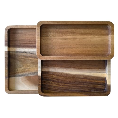 Acacia Wooden Valet Tray for Men,Natural Wood Grain EDC Tray Set Catch All for Keys Wallet Phone Glasses Watch Jewelry Pen,Tray Organizer for Entryway Nightstand Office Desk Drawer