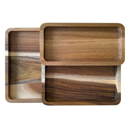 Acacia Wooden Valet Tray for Men,Natural Wood Grain EDC Tray Set Catch All for Keys Wallet Phone Glasses Watch Jewelry Pen,Tray Organizer for Entryway Nightstand Office Desk Drawer