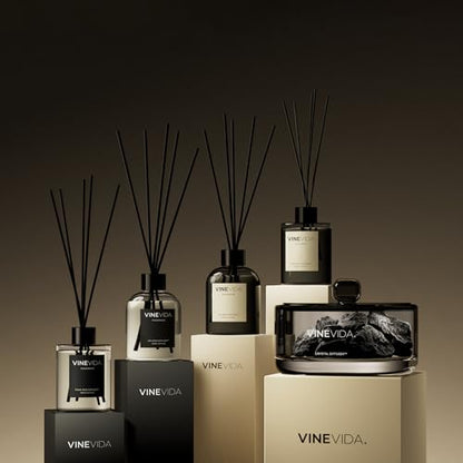 VINEVIDA | Leather & Brandy | Reed Diffuser for Home & Bathroom | Long-Lasting Scent Sticks Set | Oil Stick Diffuser | Bathroom Scent