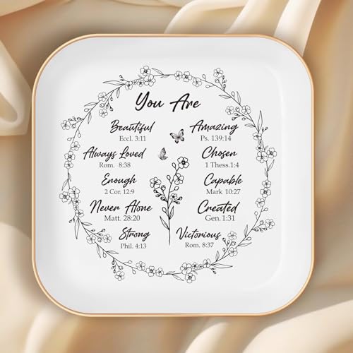 Christian Gifts for Women, Sisters in Christ Friendship Gift, Jewelry Dish | You Are Christian Jewelry Dish – Faith Gifts for Women, Ceramic Trinket Tray for Mom, Friend, Encouragement Christian Gifts - color: White-you Are