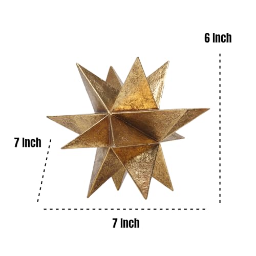 Braxio Modern Style Indoor Home Decor - Resin Gold Multi-Angle Stars Abstract Geometric Sculpture for Living Room Office Desk Bookshelf Table Decor Home Decorations 7 * 7 * 6 Inch