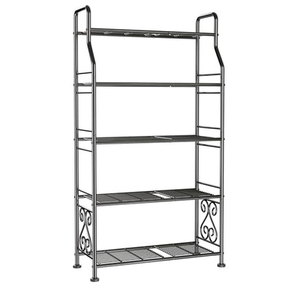 GIOTORENT Plant Stand Outdoor Indoor 5 Tier Metal Waterproof - 53.2" Plant Shelf for Patio, Balcony, Living Room, Large Capacity Tiered Plant Rack, Black - size: C-5Tier