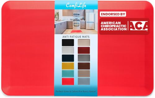 ComfiLife Anti Fatigue Floor Mat – 3/4 Inch Thick Kitchen Mats for Floor, Standing Desk Mat, Kitchen Rug – Comfort at Home, Office – Durable – Stain Resistant – Non-Slip (20" x 32", Scarlet Orange) - color: Scarlet, size: 20" x 32"