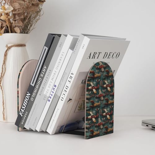 Airplanes and Aviation Signs (2) Print Wooden Bookends,1 Pair Book Ends,Book Organizer for Office Desk, Home and School