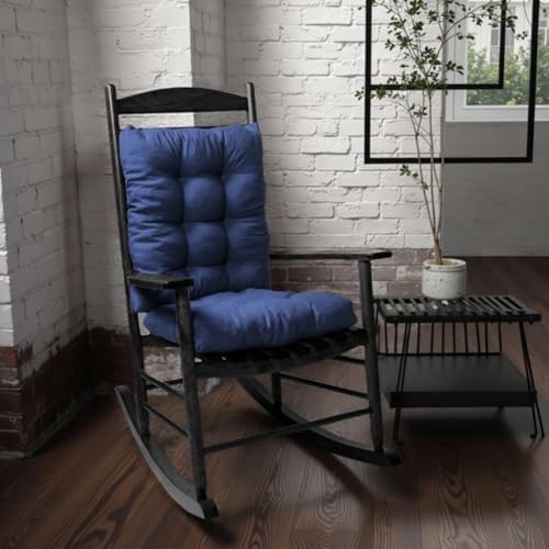 Rocking Chair Cushion, Set of Seat & Back Cushion with Ties for Indoor Rocker (Navy Blue) - color: Navy Blue