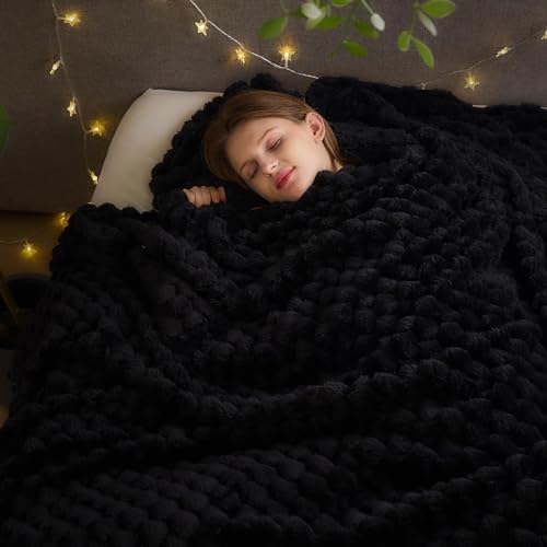NEWCOSPLAY Fleece Clouds Cozy King Blanket for Couch, Black, 90"x110" | Premium Silky Flannel Blanket, Soft Lightweight Fluffy Throw Blanket for Bed Sofa Decor, Gift for All Season Use - color: Black, size: King(90"x110")