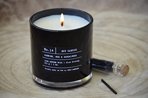 Lulu Candles | Jasmine, Oud & Sandalwood | Luxury Scented Soy Jar Candle | Hand Poured in The USA | Highly Scented & Long Lasting (9 Oz. 2 Pack) - size: 9 Oz. 2 Pack