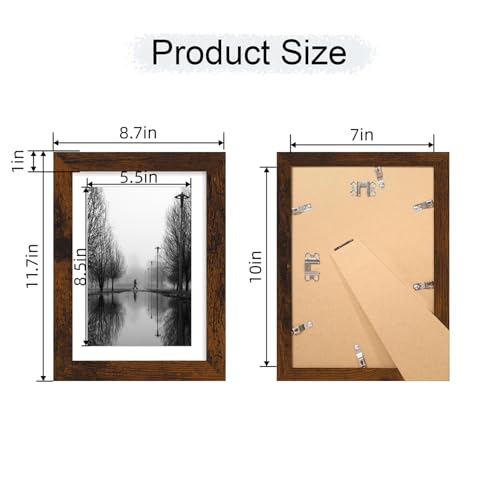 iRahmen 7x10 Picture Frame with Mat 5.5x8.5 - High Definition Real Glass Wooden Photo Frames for Tabletop Display and Wall Mounting (Dark Brown, Set of 4) - color: Dark Brown, size: 7X10