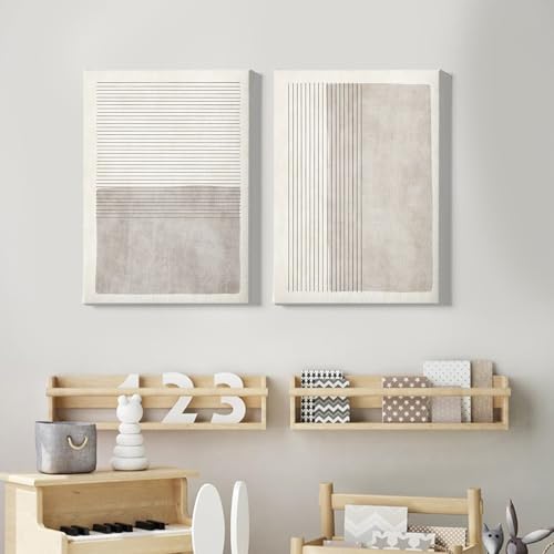 Gray Beige Abstract Wall Art Black Minimalist Line Art Gray Modern Artwork Abstract Painting Minimalist Beige Poster Modern Line Art Prints Neutral Minimalist Wall Art 16x24inx2 with Framed - color: Gray Beige Abstract Wall Art Framed