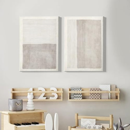 Gray Beige Abstract Wall Art Black Minimalist Line Art Gray Modern Artwork Abstract Painting Minimalist Beige Poster Modern Line Art Prints Neutral Minimalist Wall Art 16x24inx2 with Framed - color: Gray Beige Abstract Wall Art Framed