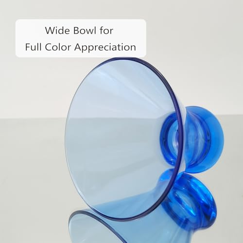 Set of 6 Stemless Martini Acrylic Glasses 9 oz, Heavy Base Stable Cocktail/Juice/Red Wine Glasses,Plastic Drinking Tumbler, Fits Ice Cream/Milkshakes,Ideal for Home Party(Blue) - color: Blue